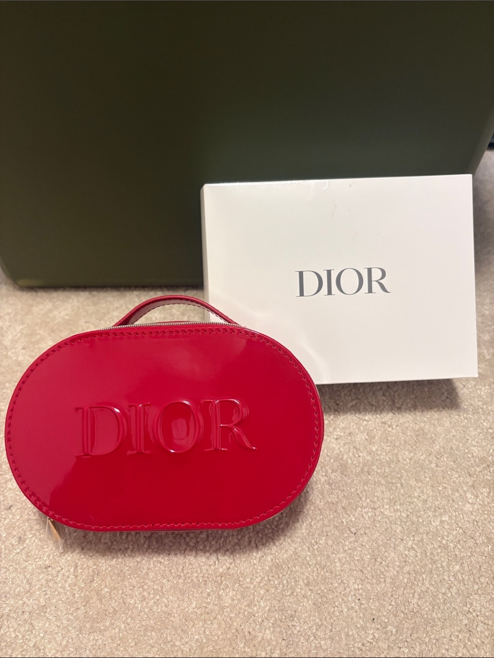 Dior Patent Red Oval Cosmetic Case